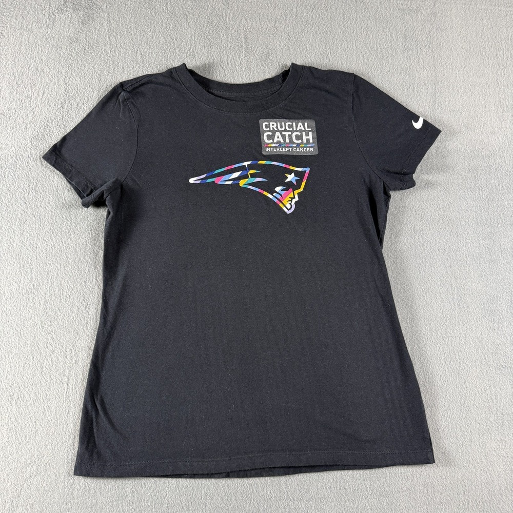 New England Patriots Shirt Womens Small Black NFL Football Crucial Catch Nike